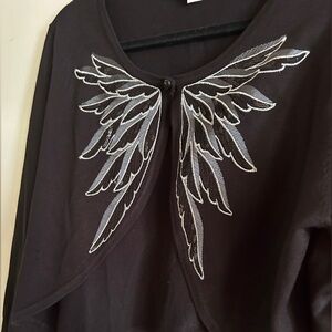 Bob Mackie open front black wearable art bolero